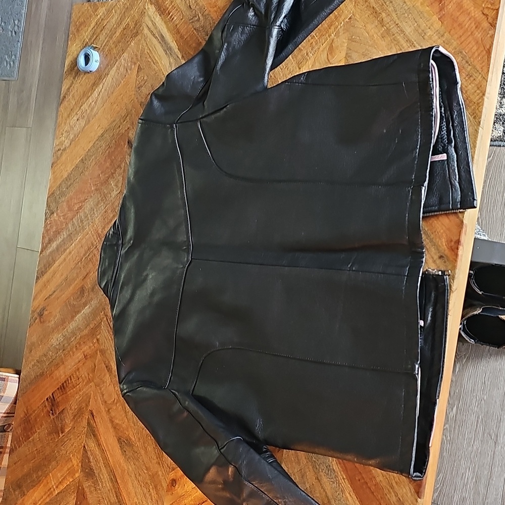 Cycle Leather Jacket XL Pink Gray Black - Picture 7 of 14